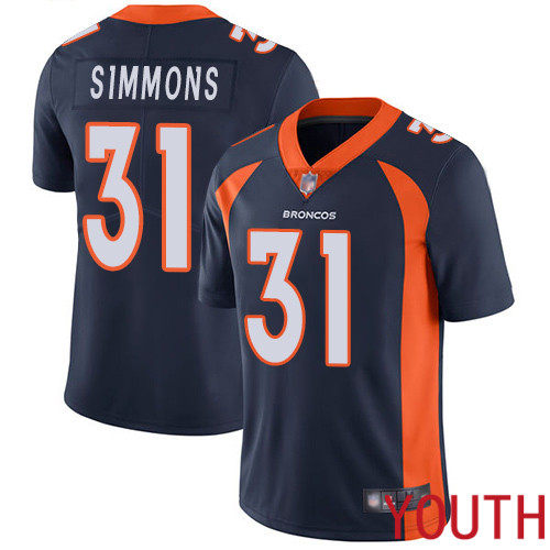 Youth Denver Broncos 31 Justin Simmons Navy Blue Alternate Vapor Untouchable Limited Player Football NFL Jersey